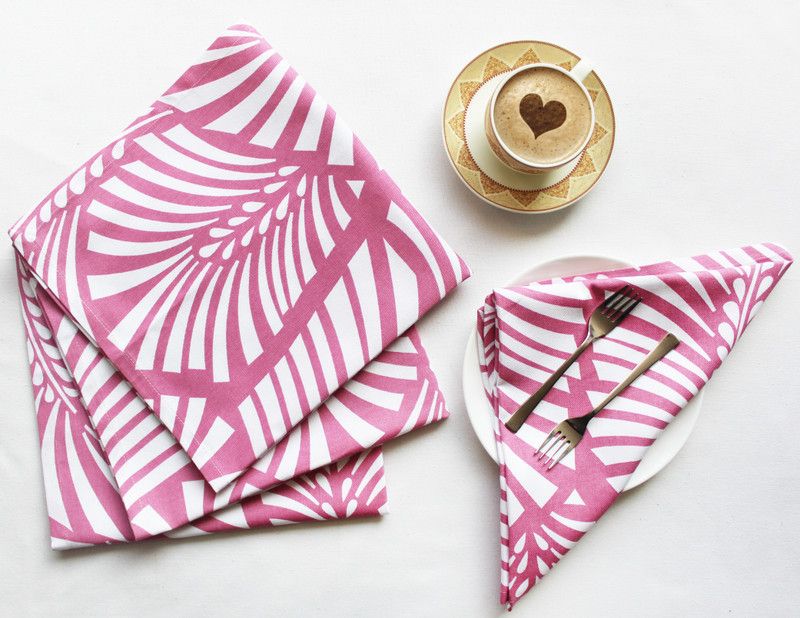 AIRWILL Cotton Kitchen & Table Napkins Pink Cloth Napkins  (4 Sheets)