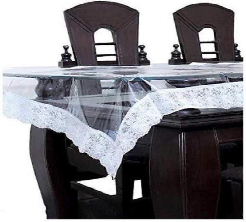 dakshrup Floral 6 Seater Table Cover  (Transparent, PVC)