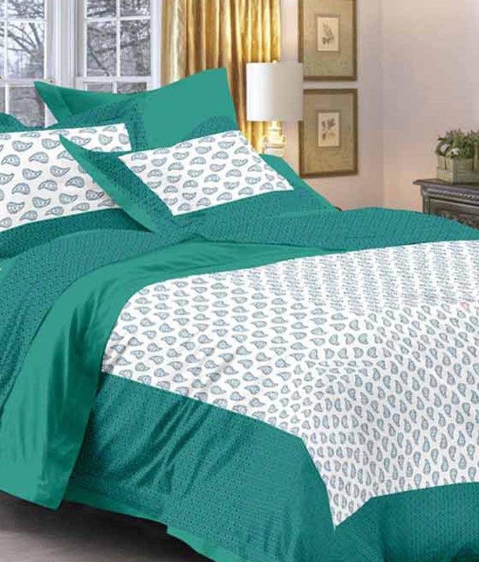 Jaipur Print 300 TC Cotton Double Printed Flat Bedsheet  (Pack of 1, Multicolor)