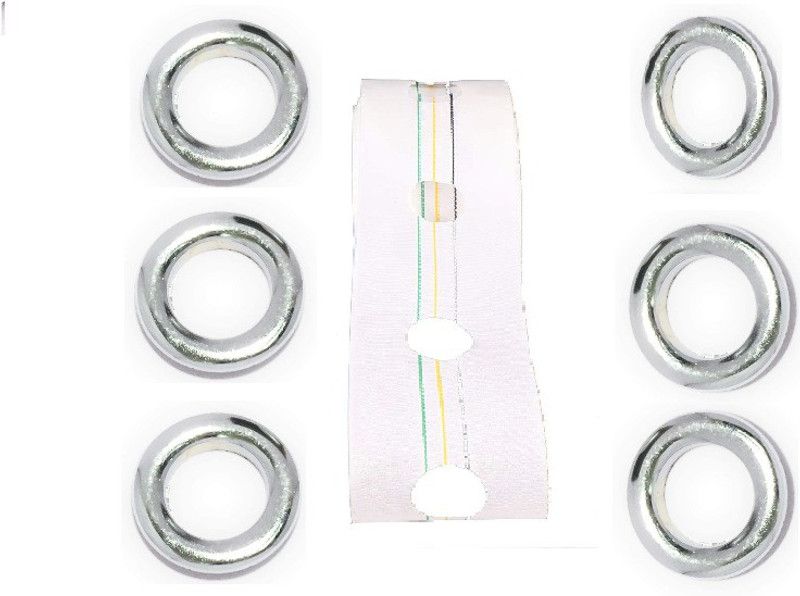 AnEk goods Silver, White Curtain Rings, Curtain Rods, Curtain Hooks Metal  (Pack of 50)