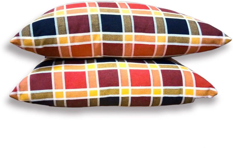 Comforty Microfibre Stripes Sleeping Pillow Pack of 2  (Red multoclour)