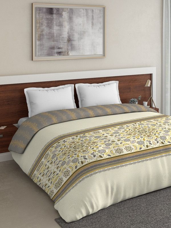DDECOR Live beautiful Self Design Double Comforter for Mild Winter  (Cotton, Yellow)