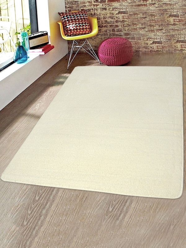 Saral Home White Cotton Carpet  (120 cm, X 180 cm, Rectangle)