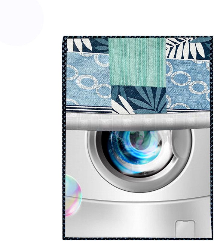 JM Homefurnishings Front Loading Washing Machine Cover  (Width: 61 cm, Ligh Blue, Black)