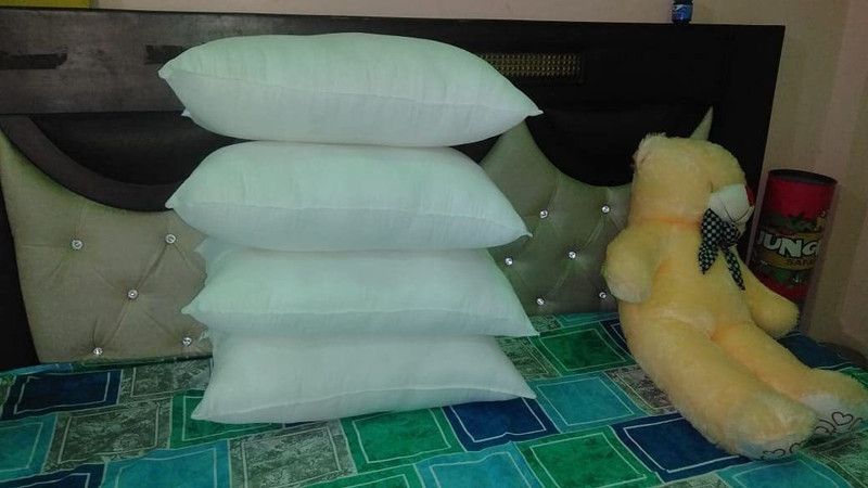Manrabond Polyester Fibre Solid Sleeping Pillow Pack of 4  (White)