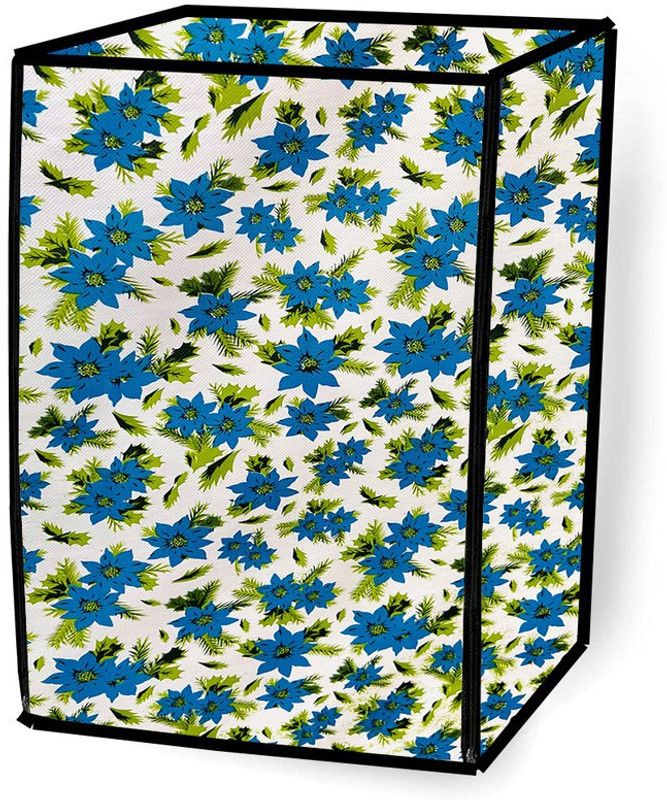 JM Homefurnishings Front Loading Washing Machine Cover  (Width: 70 cm, White, Blue)