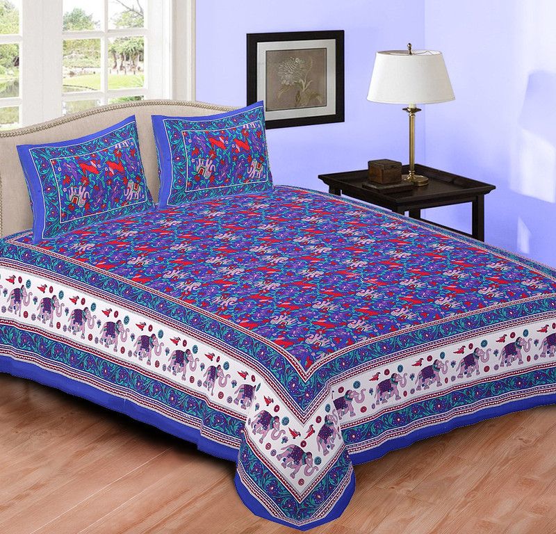 aayesha 240 TC Cotton Double Printed Flat Bedsheet  (Pack of 1, Multicolor)
