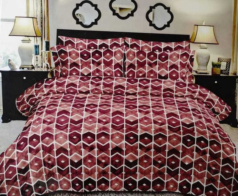 signature CLUB 220 TC Cotton King Printed Flat Bedsheet  (Pack of 1, PINK MARJENTA)