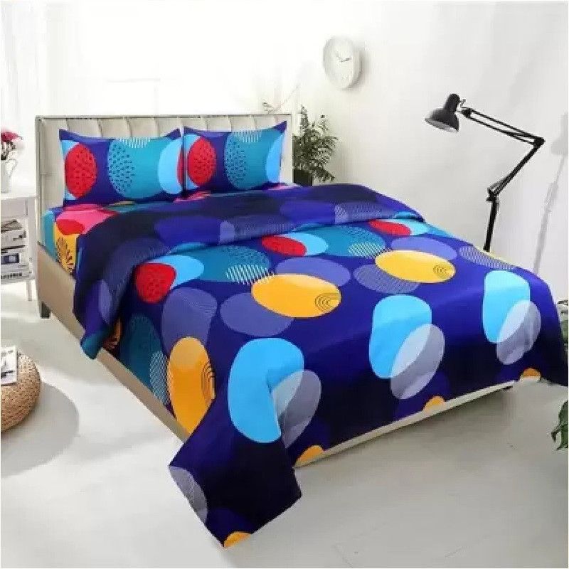 Home Readiness 160 TC Polycotton Double Polka Flat Bedsheet  (Pack of 1, Multicolor)