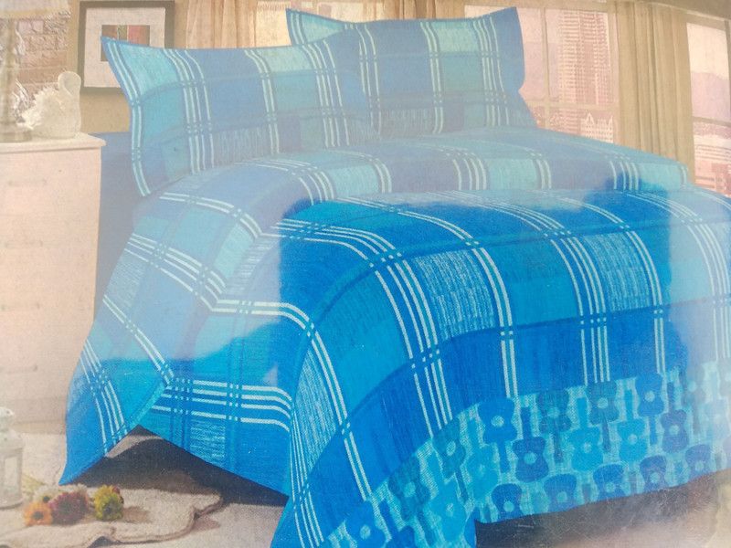 duroflex 144 TC Cotton Crib Printed Flat Bedsheet  (Pack of 1, olive blue, pine green)