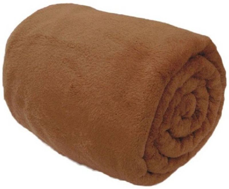 komfey Solid Single Fleece Blanket for AC Room  (Microfiber, Brown)