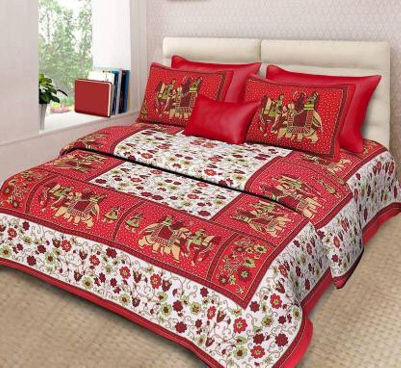 288 TC Cotton Double King Animal Bedsheet  (Pack of 1, Multicolor)