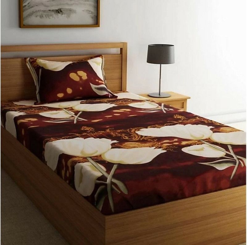 VH HUB 155 TC Cotton Single Printed Flat Bedsheet  (Pack of 1, Multicolor)