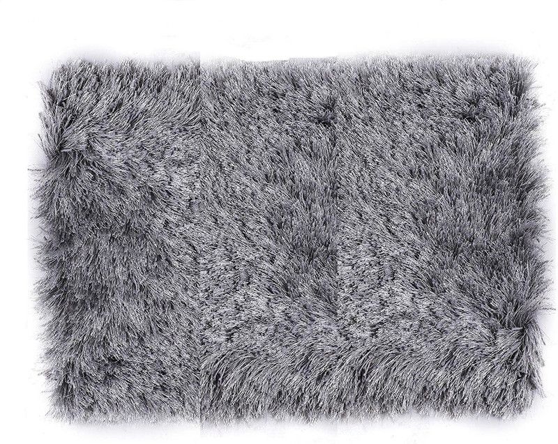 RM Handloom Microfiber Door Mat  (Grey, Small)