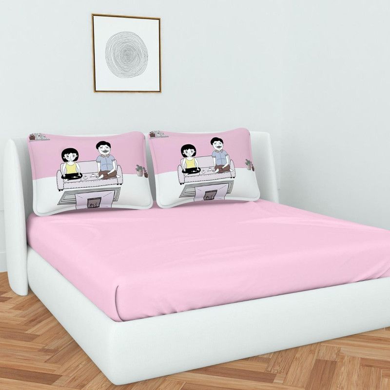 SHIV CRAFTS 300 TC Microfiber Double Solid Flat Bedsheet  (Pack of 1, PINK 23)