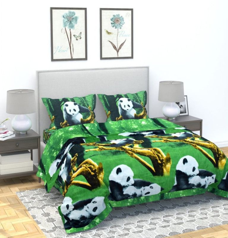 KESHAV 160 TC Polycotton Double 3D Printed Flat Bedsheet  (Pack of 1, Multi29)