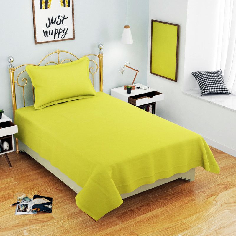 OICHY 180 TC Microfiber Single Solid Flat Bedsheet  (Pack of 1, Neon)