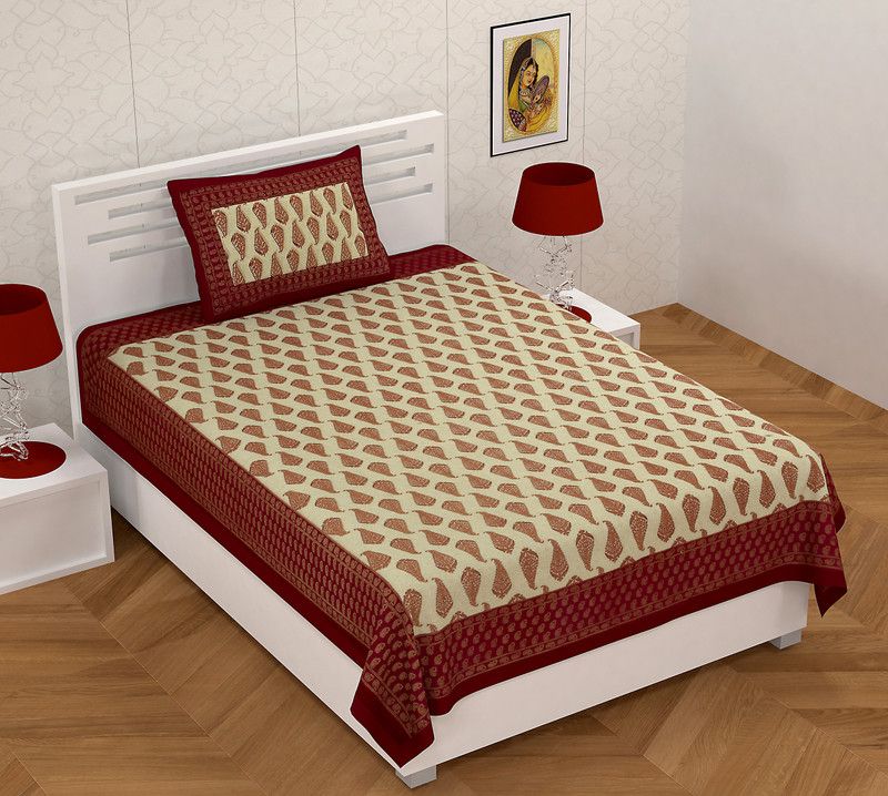 trency 150 TC Cotton Single Animal Flat Bedsheet  (Pack of 1, Maroon)