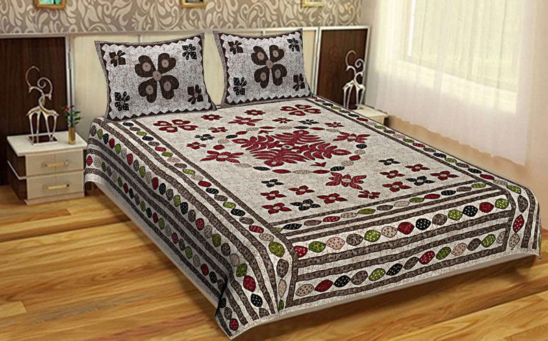 EurekaA 300 TC Cotton King Abstract Flat Bedsheet  (Pack of 1, Red)