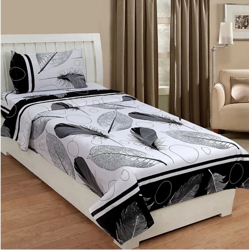 Mittan Traders 150 TC Polycotton Single Animal Flat Bedsheet  (Pack of 1, White Wings)