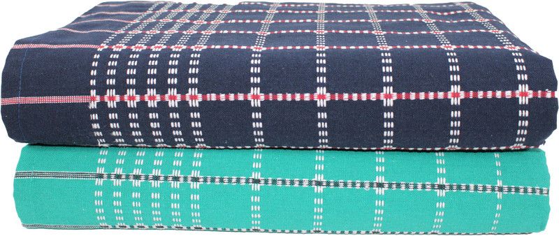 Tharunsha Elite Checkered Single AC Blanket for Mild Winter  (Cotton, Dark Blue KOLAM Green)