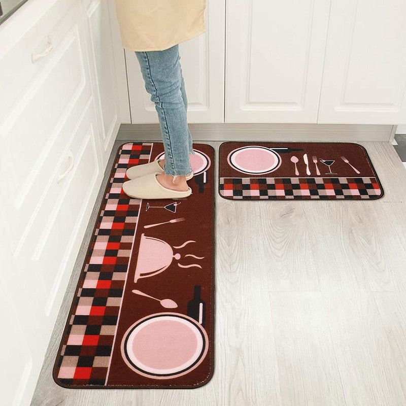 SOCHEP Microfiber Floor Mat  (Brown, Medium, Pack of 2)