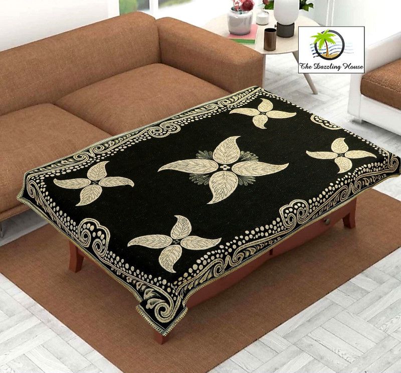 The Dazzling House Floral 4 Seater Table Cover  (Brown, Cotton)
