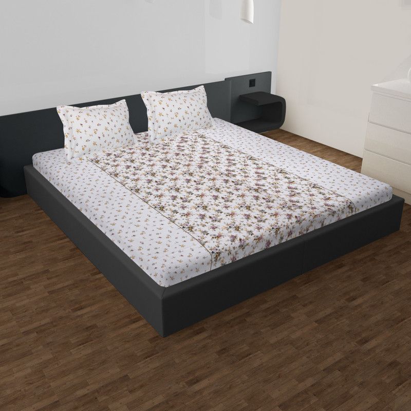 fabrivilla 210 TC Cotton Double Floral Flat Bedsheet  (Pack of 1, Multi color2)