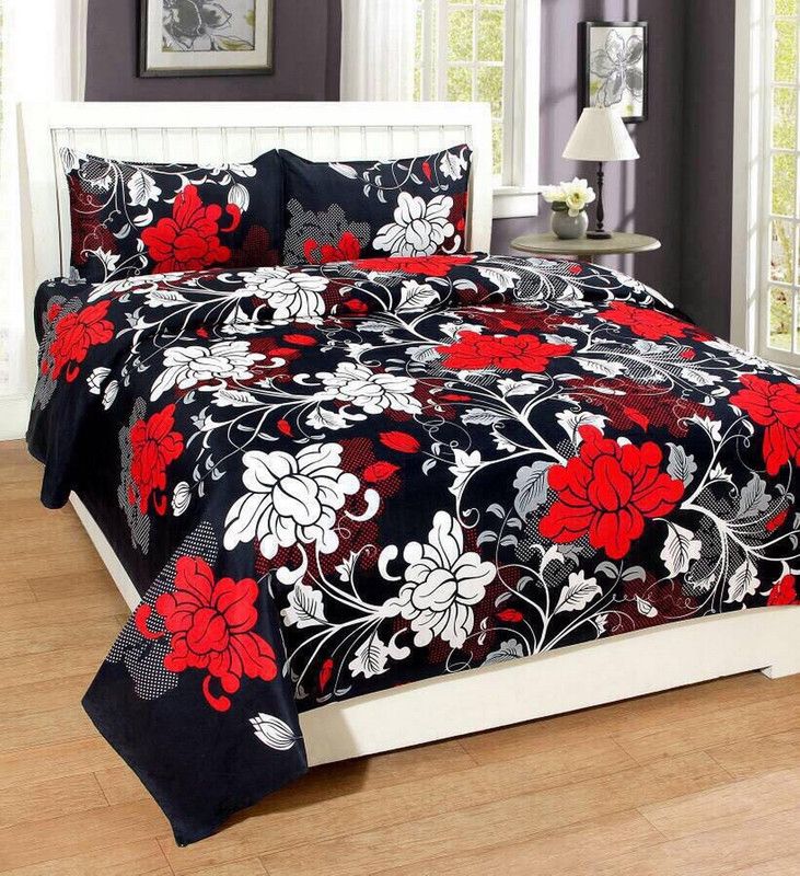 Sawera 144 TC Cotton Double 3D Printed Flat Bedsheet  (Pack of 1, Multicolor)