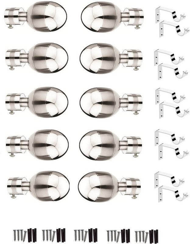 Siyara Silver Rod Rail Bracket Metal  (Pack of 10)