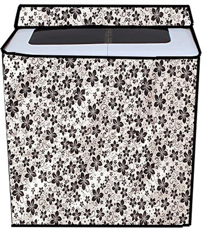 JM Homefurnishings Semi-Automatic Washing Machine Cover  (Width: 80 cm, Black, Gray)