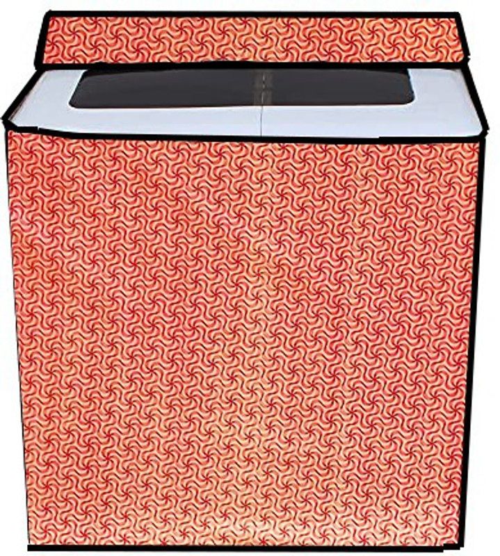 JM Homefurnishings Semi-Automatic Washing Machine Cover  (Width: 90 cm, Multi, Red)