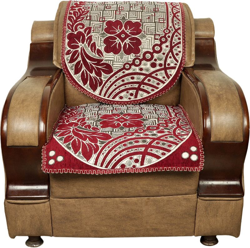 S N TRADERS Velvet, Cotton Floral Sofa Cover  (Maroon Pack of 6)