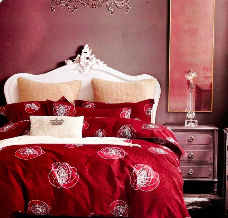 Arth Traders 260 TC Cotton Double Abstract Flat Bedsheet  (Pack of 1, Red)