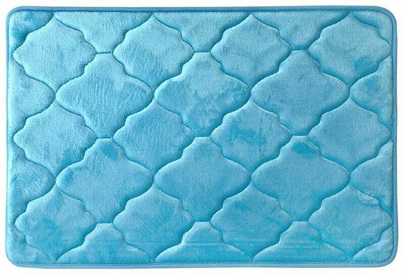 HomeCloud Microfiber Bathroom Mat  (SkyBlue Trap, Medium)