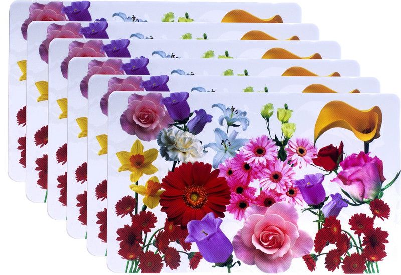 Castle Décor Rectangular Pack of 6 Table Placemat  (Multicolor, Yellow, PVC)
