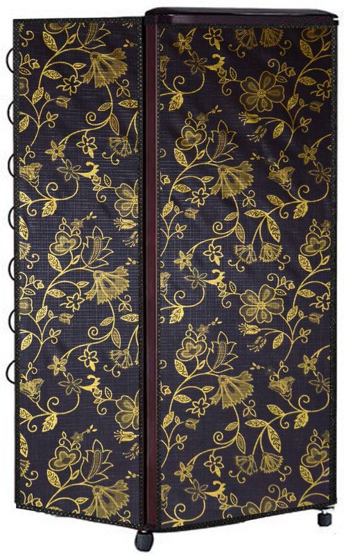 AAVYA UNIQUE FASHION Refrigerator Cover  (Width: 52.1 cm, Black, Gold)