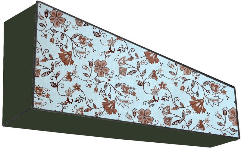 AAVYA UNIQUE FASHION Air Conditioner Cover  (Width: 88.9 cm, White,Brownflower)