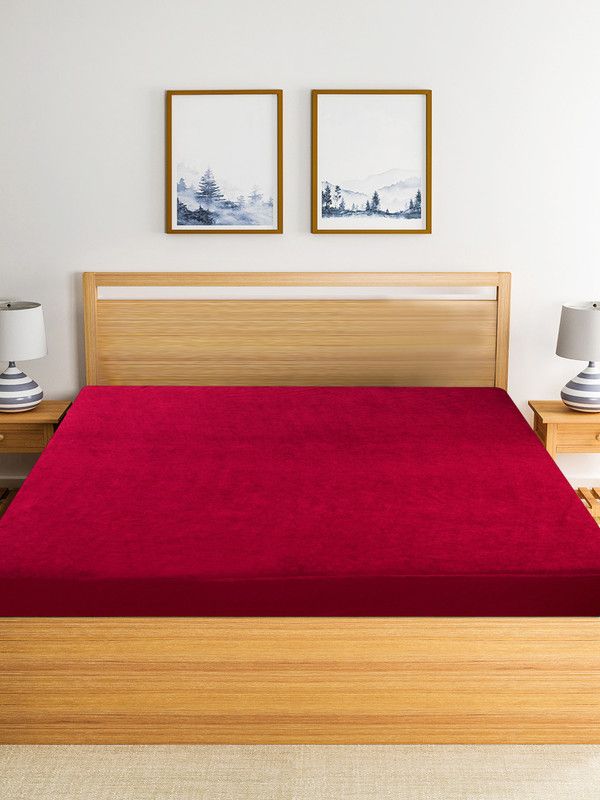 VYBBA Fitted Single Size Waterproof Mattress Cover  (Maroon)