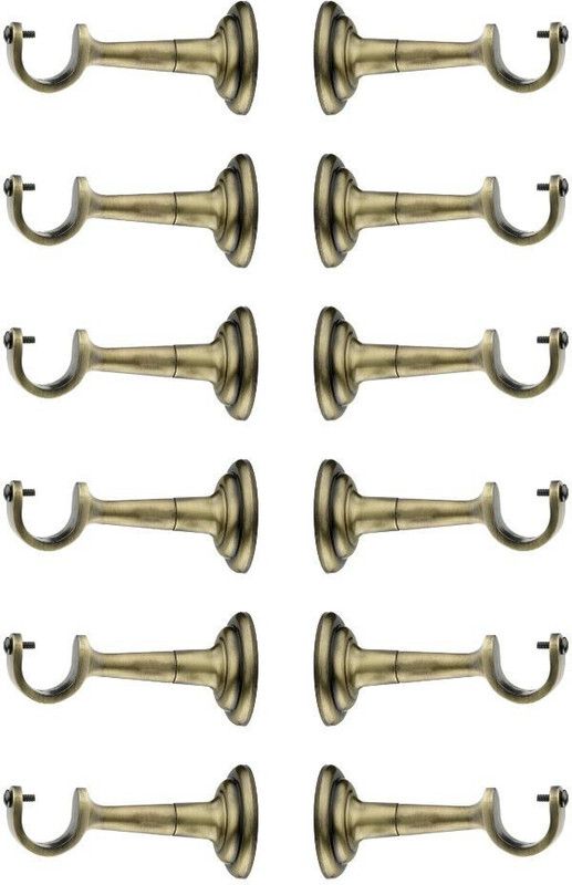 GLOVEER Gold Rod Rail Bracket, Curtain Knobs Metal  (Pack of 12)