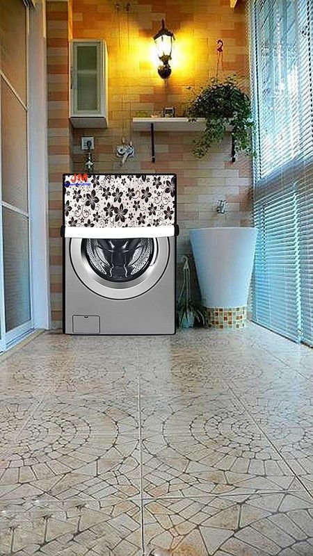 JM Homefurnishings Front Loading Washing Machine Cover  (Width: 63 cm, Black, Gray)
