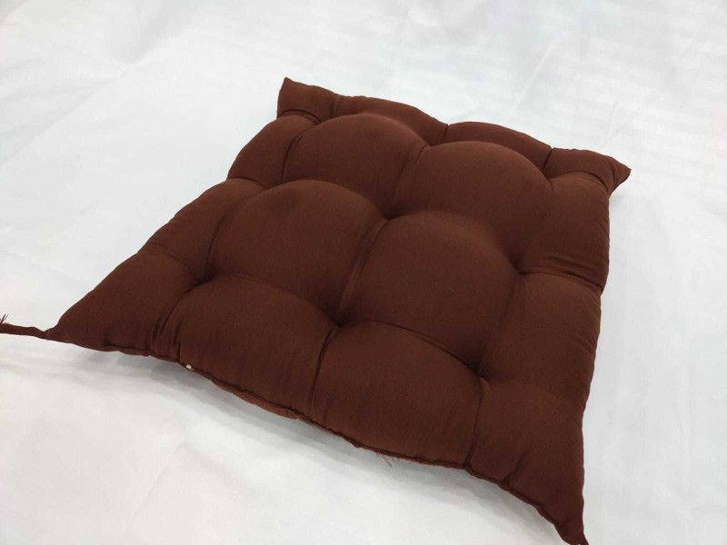 SIROKI BOND Polyester Fibre Solid Chair Pad Pack of 1  (Brown)