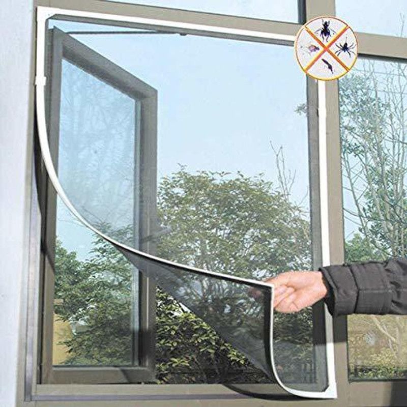 Iblay Polyester Adults Washable Insect Net with Strong Self Adhesive Hook & Loop Tape (120 x 180 cm, White) Mosquito Net  (White, Frame Hung)