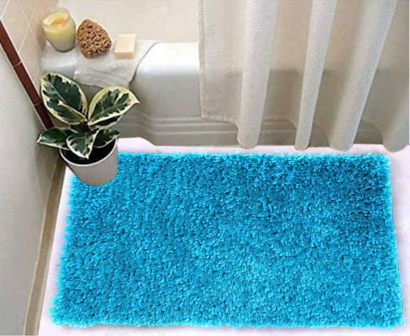 swami handloom Polyester Door Mat  (Light Blue, Medium)