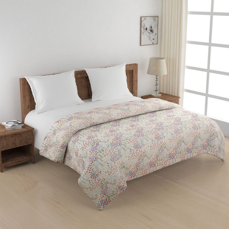 SWAYAM Floral Double Comforter for AC Room  (Cotton, Beige,Grey)