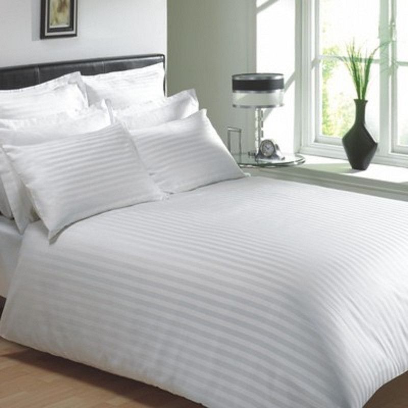 Paras enterprises Cotton Double Striped Flat Bedsheet  (Pack of 1, White)