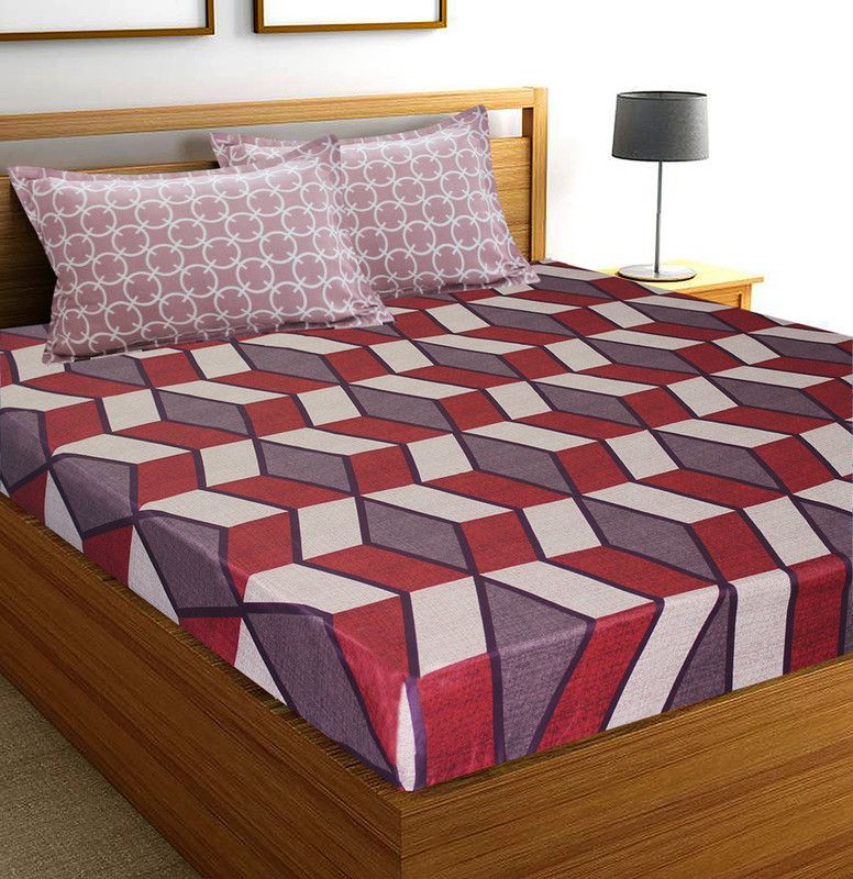 Flipkart SmartBuy 152 TC Microfiber Double Abstract Flat Bedsheet  (Pack of 1, Maroon)