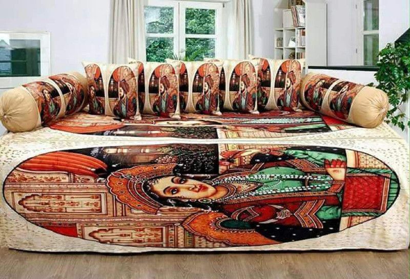 Nanki's Velvet Abstract Diwan Set  (Orange)