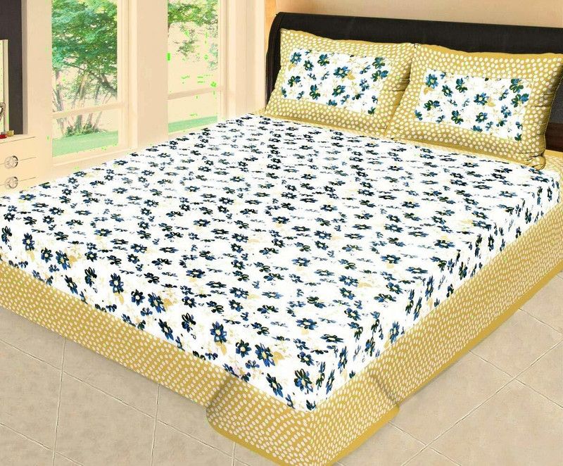 Cotton Double Printed Bedsheet  (Pack of 3, Multicolor)