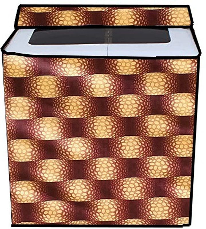 JM Homefurnishings Semi-Automatic Washing Machine Cover  (Width: 89 cm, Brown, Yellow)